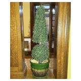 Faux Boxwood Topiary w/ Stone Planter