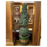 Faux Boxwood Topiary & Stone Planter
