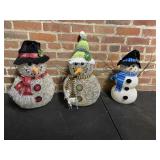 Set of 3 Snowmen Christmas Holiday Figurines