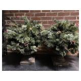 Pair of 2 Christmas Holiday Planters