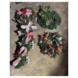 Set of 2 Christmas Wreaths & 1 Swag