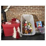 3 Totes of Christmas Ribbon Decor Craft Supplies