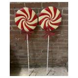 Red White Lollipops Christmas Yard Decor Metal