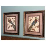Pair Framed Peacocks