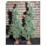 Pair of 2 Small Christmas Holiday Trees
