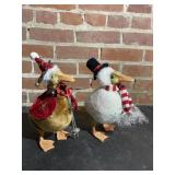 Pair of 2 Christmas Ducks Holiday Figurines