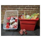 2 Totes of Christmas Ribbon & Wrapping Paper