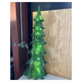 Light Up Green Plastic Christmas Tree Table Top
