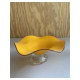 Bright Yellow Art Glass Bowl Vase