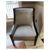 Tan Accent Low Arm Chair Dark Wood