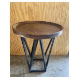 Small Round Wood Accent Table Black Base