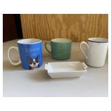 Set of 3 Coffee Cups & 1 Butter Dish