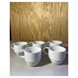 Crate & Barrel Set of 5 White Coffee Cup Mugs