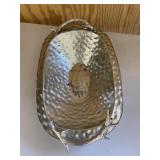 Large Silver Tone Bowl with Antler Accents