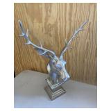 Large Silver Deer with Antlers Sculpture Figure
