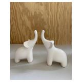 Pair of White Ceramic Elephant Figurines