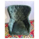 Dark Green Velvet Like Wingback Arm Chair