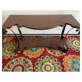 Wooden Sofa Table Metal Scroll Accents