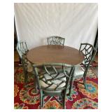 Green Rattan Style Kitchen Table & Chairs Set