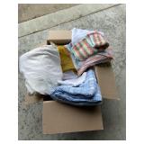 Box of Misc Towels Sheets Linens Etc