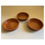 Set of 3 Brown Glazed Round Dishes