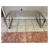 Modern Glass Coffee Table Silver Base