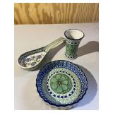 Polish Spoon Rest Cup and Bowl Set of 3