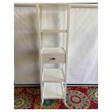 Slim White Modern Storage Shelf with Drawer