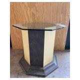 Two Tone Hexagon Side Accent Table Glass Top