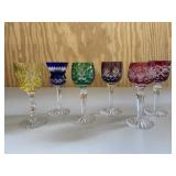 Set of 6 Colorful Crystal Wine Glass Goblets
