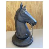 Black Metal Horse Hitching Post Statue