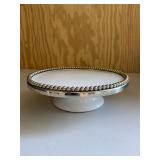 White Cake Stand Silver Accent Around Edges