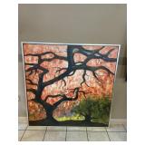 Orange Leaves Tree Original Art Work Large