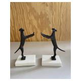 Black Metal Labrador Dog Bookends Rare