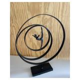 Black Metal Female Gymnast Dancer Art Sculpture