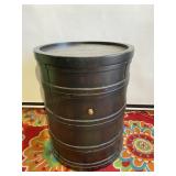 Rustic Brown Wood Like Barrel Storage Table