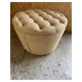 Ivory Tufted Ottoman Footstool with Storage