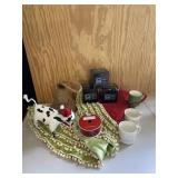 Christmas Tree Skirt Mugs Ribbon Etc