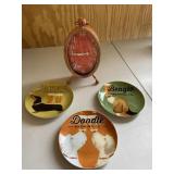 Orange Clock & Set of 3 Dog Plates