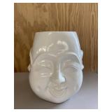Large White Face Emotions Figural Planter Vase
