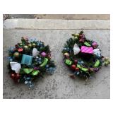 Pair of 2 Quality Christmas Wreaths Pink & Blue