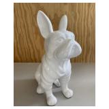 White Sitting Frenchie Dog Bank Figurine