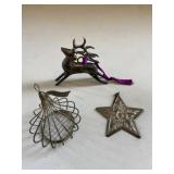 Set of 3 Christmas Ornaments Inc Sterling