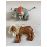 Pair of 2 Leather Like Animal Christmas Ornaments