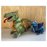 Green Folkmanis Dragon Hand Puppet & Blue Dragon