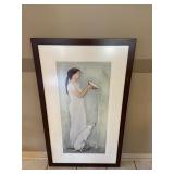 Woman with Dog Signed Original Framed Art