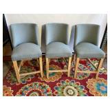 Set of 3 Light Blue Modern Counter Stool Chairs