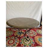 Round Farmhouse Style Dining Table Metal Legs