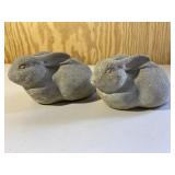 Set of 2 Concrete Bunny Rabbit Yard Decor