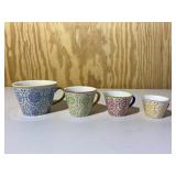 Pier 1 Set of 4 Small Decorative Tea Cups Colorful